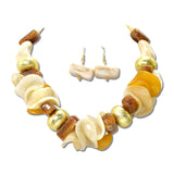Folded Resin Wave Plate Statement Necklace Set – Gold/Brown · JN11675GBR_JK _DSC9127