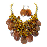 Leopard Flower Teardrop Fringe Bib Necklace Set – Gold/Leopard · JN11623GLE_JK _DSC9129