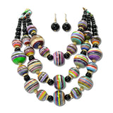 Multi Striped Ball Layered Necklace Set – Gold/Black · JN11615GBK_JK _DSC9132
