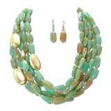 Multi Strand Barrel Stone Statement Necklace Set – Gold/Turquoise · JN11613GTQ_JK _DSC9136