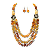 Layered Leopard Printed Ring Beaded Necklace Set – Gold/Leopard · JN11651GLE_JK _DSC9140