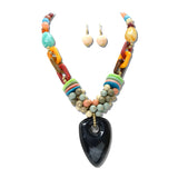 Marbled Triangle Pendant Acrylic Link Necklace Set – Gold/Multi · JN11652GMT_JK _DSC9141