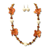 Acrylic Flower Pearlescent Ball Long Necklace Set – Gold/Brown · JN11673GBR_JK _DSC9142