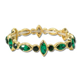 Marquise Round Rhinestone Stretch Bracelet – Gold/Emerald Green · CB2430EM_MUS _DSC9152