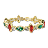 Marquise Round Rhinestone Stretch Bracelet – Gold/Christmas Color · CB2430RGC_MUS _DSC9158