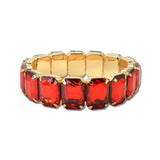 Emerald Cut Rhinestone Stretch Bracelet – Gold/Red · MBR5793GDRE _DSC9178