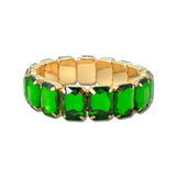 Emerald Cut Rhinestone Stretch Bracelet – Gold/Green · MBR5793GDGR _DSC9179