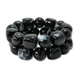 Chunky Resin Cube Round Bead Bracelet Set – Black · MBR5788BK _DSC9180