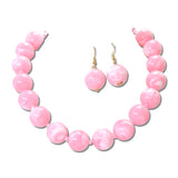 Marbled Gumball Bead Necklace Set – Gold/Lt.Pink · MNE8829LPK _DSC9185