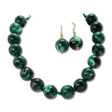 Marbled Gumball Bead Necklace Set – Gold/Dk.Green · MNE8829DGR _DSC9186