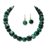 Chunky Resin Cube Round Bead Necklace – Gold/Dk.Green · MNE8854DGR _DSC9190