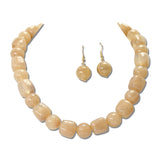 Chunky Resin Cube Round Bead Necklace – Gold/Neutral · MNE8854NEU _DSC9191
