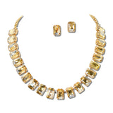 Emerald Cut Rhinestone Collar Necklace Set – Gold/Topaz · MNE8899GDLCT _DSC9195