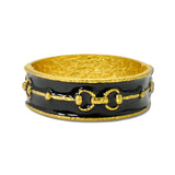 Enamel Heritage Link Stretch Bracelet – Worn Gold/Black · BR10052BK_TP _DSC9203