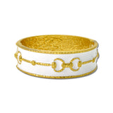 Enamel Heritage Link Stretch Bracelet – Worn Gold/White · BR10052WHT_TP _DSC9204