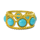 24K Gold Tone Rope Frame Pearl Stretch Bracelet – 24K Gold Tone/Turquoise · BR10047TQ24K_TP _DSC9206