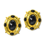 24K Gold Tone Oval Cabochon Statement Dome Earrings – 24K Gold Tone/Black · ER10521BK24K_TP _DSC9209