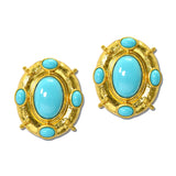 24K Gold Tone Oval Cabochon Statement Dome Earrings – 24K Gold Tone/Turquoise · ER10521TQ24K_TP _DSC9210