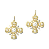 Pearl Maltese Cross Statement Earrings – Worn Gold/Pearl · ER10100VG_TP _DSC9217