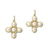 Pearl Rhinestone Cross Drop Earrings – Worn Gold/Pearl · ER10102VG_TP _DSC9218