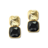 Water Resistant Hammered Metallic And Faceted Cushion Gem Drop Earrings – Black · ER10241BK _DSC9228