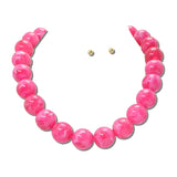 Marbled Gumball Bead Statement Necklace Set – Gold/Fuchsia · NK30051FCH_TP _DSC9235