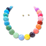 Marbled Gumball Bead Statement Necklace Set – Gold/Multi · NK30051MLT_TP _DSC9238