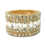 Rhinestone Multi Layered Stretch Bracelet – Gold/Clear · BR629GCL _DSC9282
