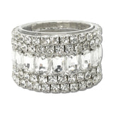 Rhinestone Multi Layered Stretch Bracelet – Silver/Clear · BR629SCL _DSC9288