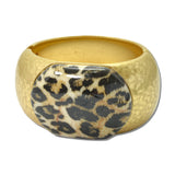 Hammered Oval Stone Hinged Bangle – Worn Gold/Leopard · BG997LEO_AJ _DSC9291