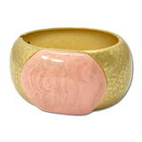 Hammered Oval Stone Hinged Bangle – Worn Gold/Pink · BG997PK_AJ _DSC9292