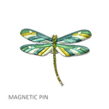 Enamel Rhinestone Dragonfly Magnetic Pin Brooch – Silver/Green · MP258GN_AJ _DSC9319