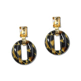 Printed Acrylic Ring Drop Earrings – Gold/Leopard · YE3427LEO_AJ _DSC9324