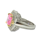 14K Gold Plated Two Tone Pink Square CZ Statement Ring – 7 · K2360RO-7 _DSC9332