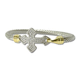 14K Gold Plated CZ Pave Cross Cable Bracelet – Two Tone/Clear · 2309B_MX _DSC9339