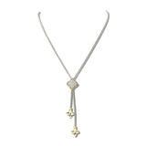 14K Gold Plated CZ Quatrefoil Lariat Adjustable Long Necklace – Two Tone/Clear · 2235_MX _DSC9347