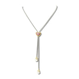 14K Gold Plated Pave CZ Heart Pearl Lariat Adjustable Long Necklace – Two Tone/Fuchsia · 2319_MX _DSC9349