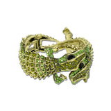 Rhinestone Alligator Hinged Cuff Bracelet – Antique Gold/Green · BA1427GRN_MQ _DSC9358