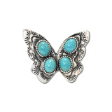 Western Butterfly Stone Cuff Ring – Silver Burnished/Turquoise · SR0918SBTQ_SW _DSC9503