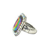 Western Emerald Cut Rhinestone Stretch Ring – Silver Burnished/Volcano · SR0913SBVOL_SW _DSC9510