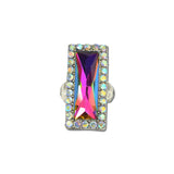 Western Rectangular Faceted Stone Stretch Ring – Silver Burnished/Volcano · SR0912SBVOL_SW _DSC9511
