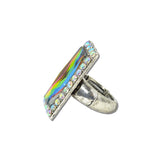 Western Rectangular Faceted Stone Stretch Ring – Silver Burnished/Volcano · SR0912SBVOL_SW _DSC9512