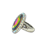 Western Oval Faceted Rhinestone Stretch Ring – Silver Burnished/Volcano · SR0911SBVOL_SW _DSC9518