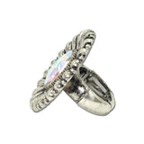 Western Oval Rhinestone Concho Stretch Ring – Silver Burnished/AB · SR0909SBAB_SW _DSC9522