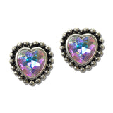 Western Faceted Heart Stone Stud Earrings – Silver Burnished/AB · SE2789SBAB_SW _DSC9534