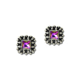 Western Square Rhinestone Concho Stud Earrings – Silver Burnished/Volcano · SE2778SBVOL_SW _DSC9538