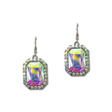 Western Emerald Cut Rhinestone Drop Earrings – Silver Burnished/AB · SE3377SBAB_SW _DSC9544