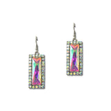 Western Rectangular Rhinestone Halo Drop Earrings – Silver Burnished/AB · SE3376SBAB_SW _DSC9545
