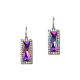 Western Rectangular Rhinestone Halo Drop Earrings – Silver Burnished/Volcano · SE3376SBVOL_SW _DSC9546