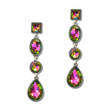 Western Linked Rhinestone Teardrop Earrings – Silver Burnished/Volcano · SE3391VOL_SW _DSC9550